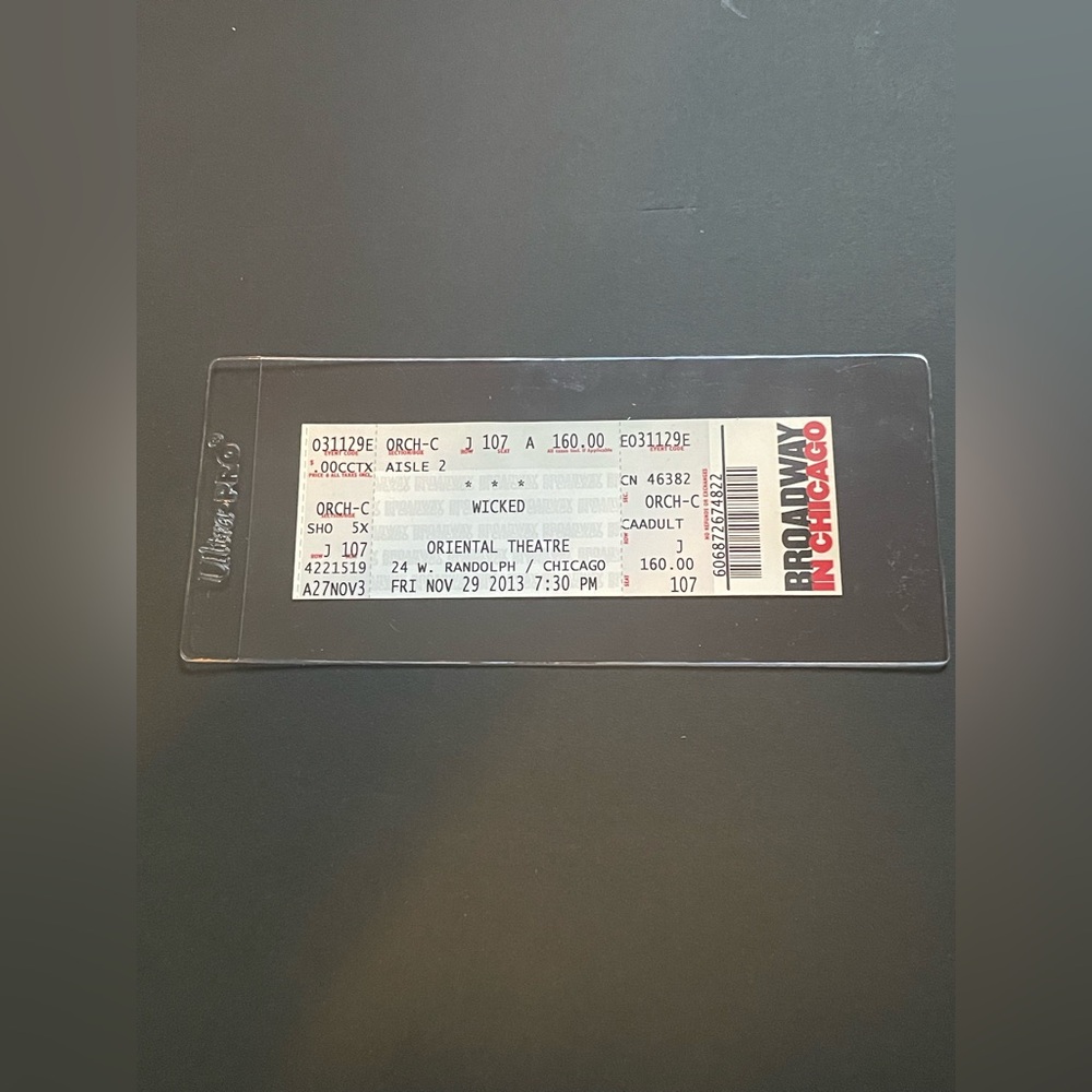 2013 Wicked Musical Full Ticket Stub Oriental Theatre IL